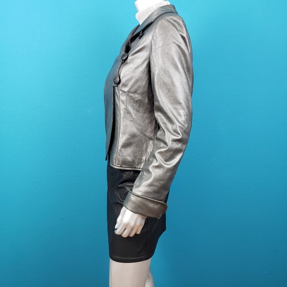 🌠 KUZU Mod Pewter Metallic Leather Jacket // (GENUINE LEATHER) - Picture 6 of 8